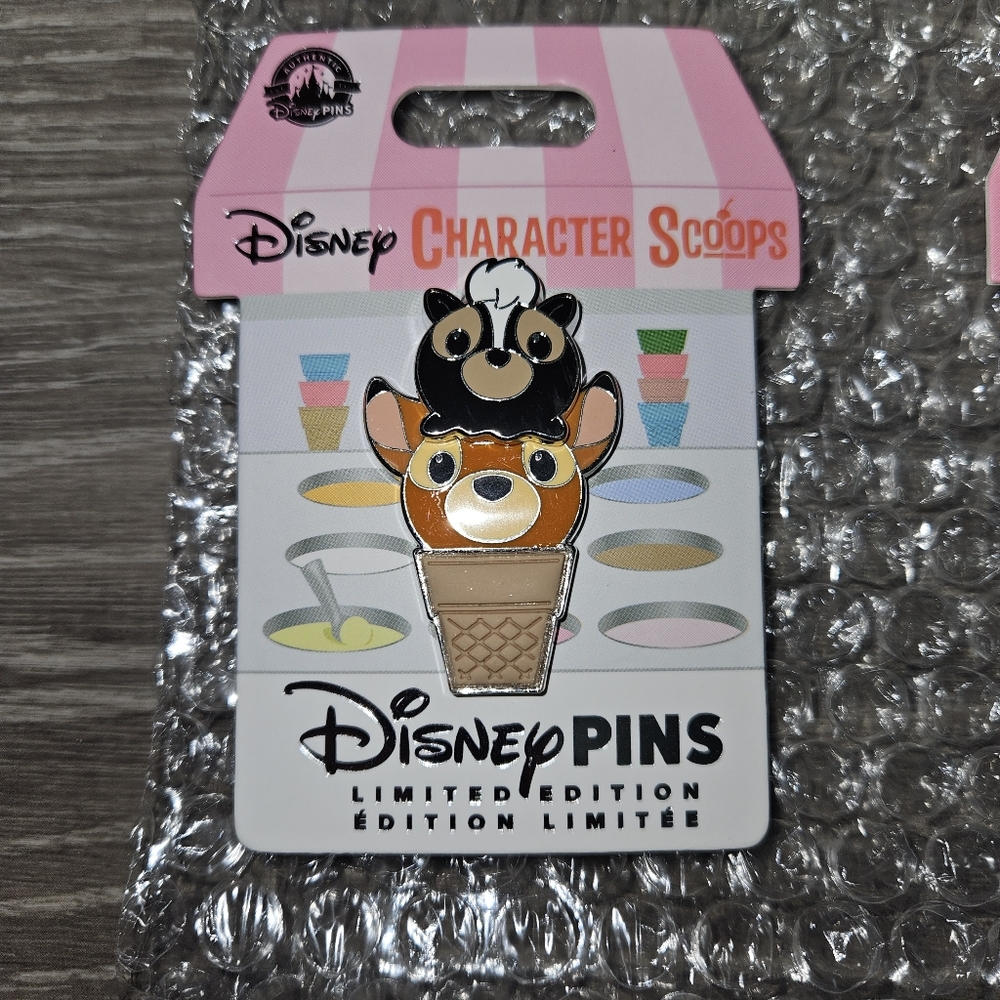 Disney Character Scoop Pins - Bambi & Flower - Rare Set BNWT - Limited Edition
